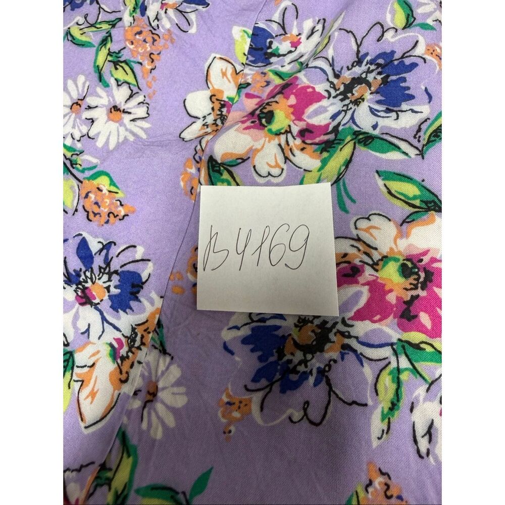 Koret Floral Midi Dress Purple Rayon Sleeveless Button Front Smocked Back Medium - Picture 13 of 13